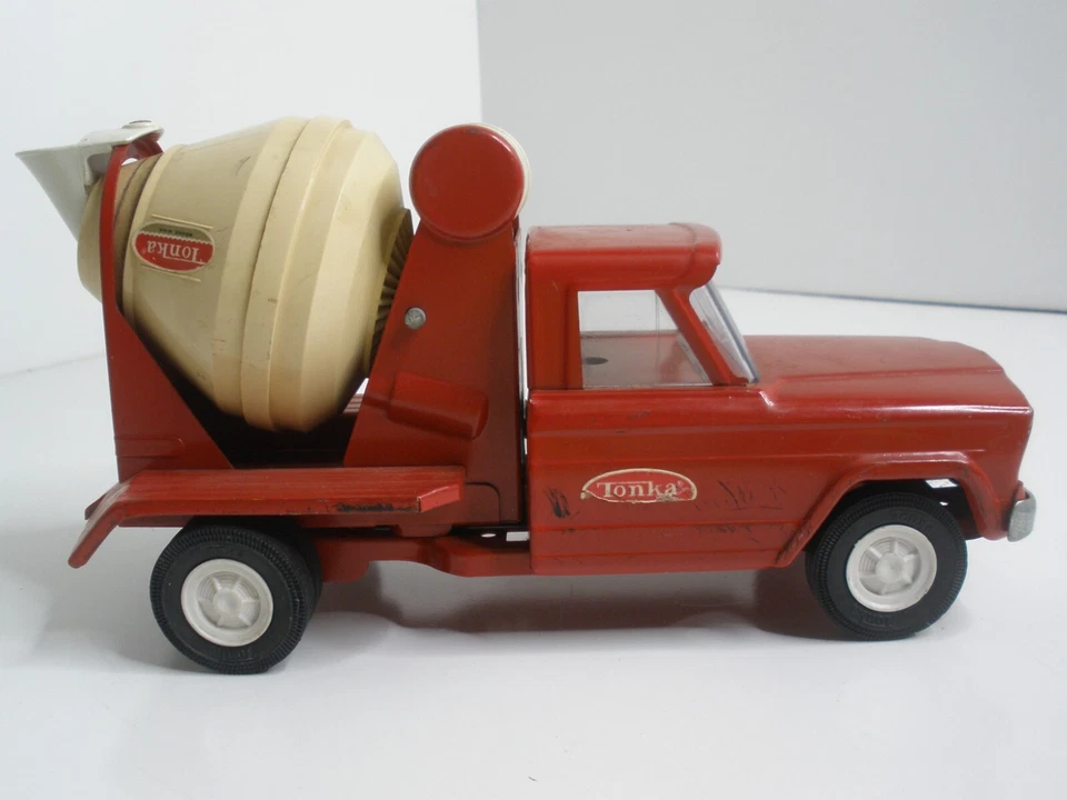 Mezclador de cemento Tonka Jeep 9" acero prensado #52110 rojo años 60 Foto 4 de 4