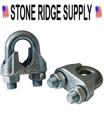 Wire Rope clips Zinc Plated Malleable Multiple Size / Quantity  A USA Company