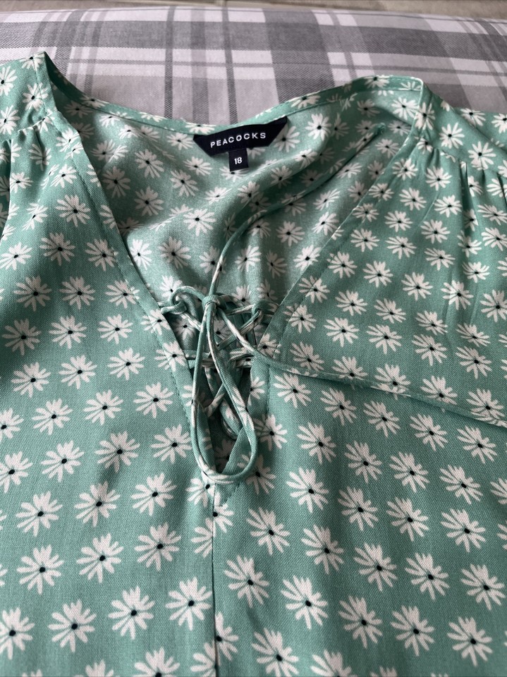 Ladies Green Floral Dress Size 18 eBay