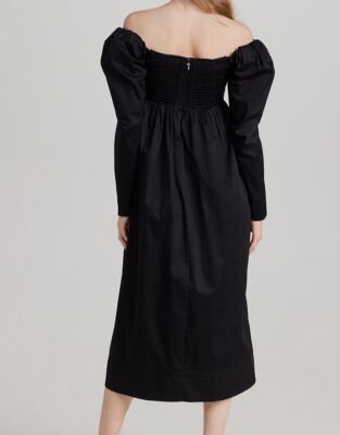 aje valentina bow midi dress Valentina Bow Midi Dress-BLACK / 4