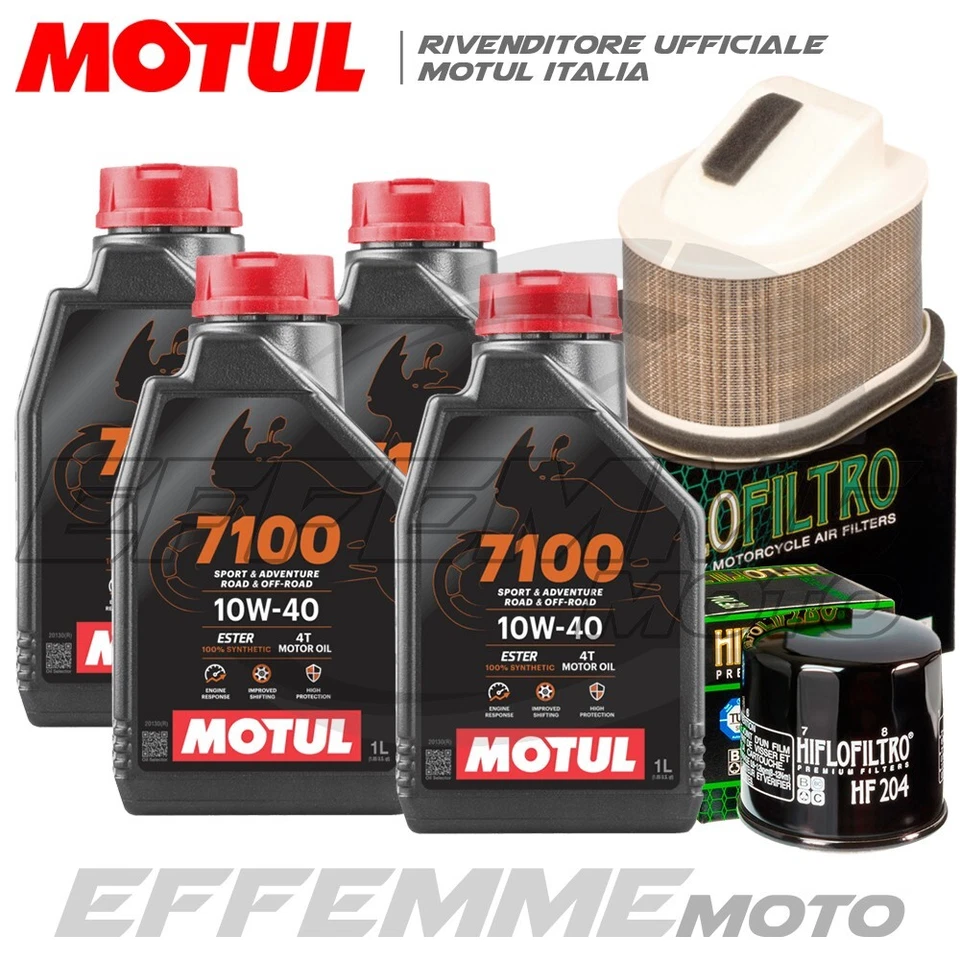 MOTUL + HIFLO Tagliando KAWASAKI Z750 / Z 750 S 2004 2005 2006 (7100 10W40 + Filtri aria olio)