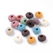 200 x Rondelle No Metal Core Lava Gemstone Large Hole European Beads Crafts 15mm