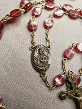 Vintage Rosary St Therese Of Lisieux Red Beads Christian A24