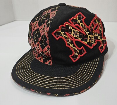 New York NY Fleur-de-lis Red/Black/Gold Medium Flat Bill KBETHOS Fashion Cap