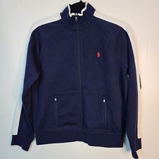 Polo Ralph Lauren Double Knit Track Jacket Full-Zip Striped Blue Boys Large 98