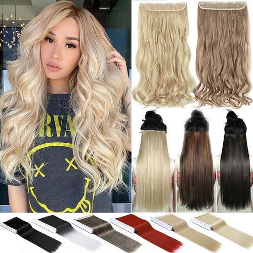 One Piece Natural THICK Clip in Hair Extensions Full Head Long AS Human Straight - Bild 2 von 50