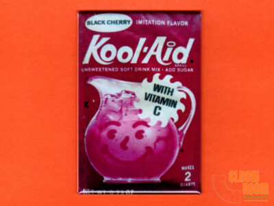 Kool-Aid black cherry drink mix vintage package art 2x3'' fridge/locker magnet