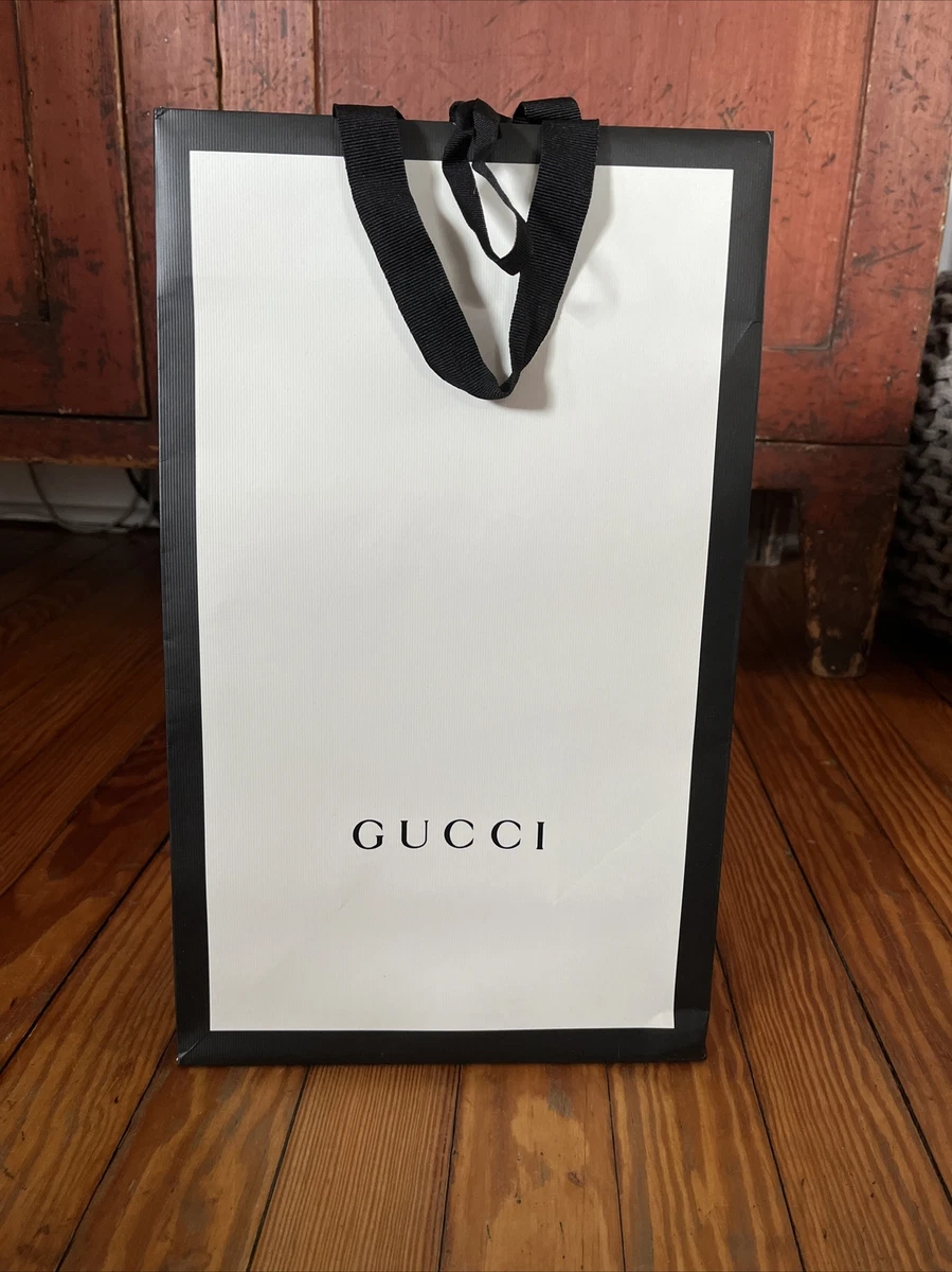 Authentic GUCCI White with Black Logo Paper Shopping Gift Bag 15 X 9 X 3 1 4
