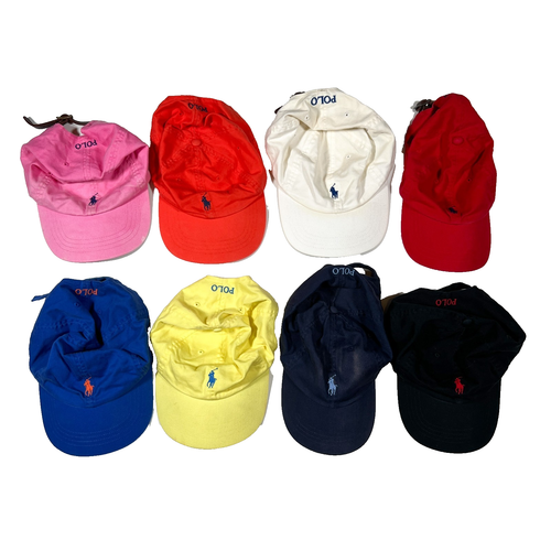 Lotto 8 Cappelli Polo Ralph Lauren Papà Cinturino Pelle e Cotone Cappellino Regolabile Pony