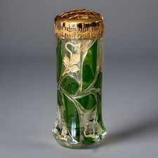 RARO Antiguo Moser Art Nouveau Verde Esmeralda 6" Dorado Esmalte Sombrero Prendedor Soporte