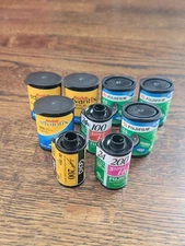 9 Rolls Exposed Undeveloped Mystery Film USED mixed. 35mm