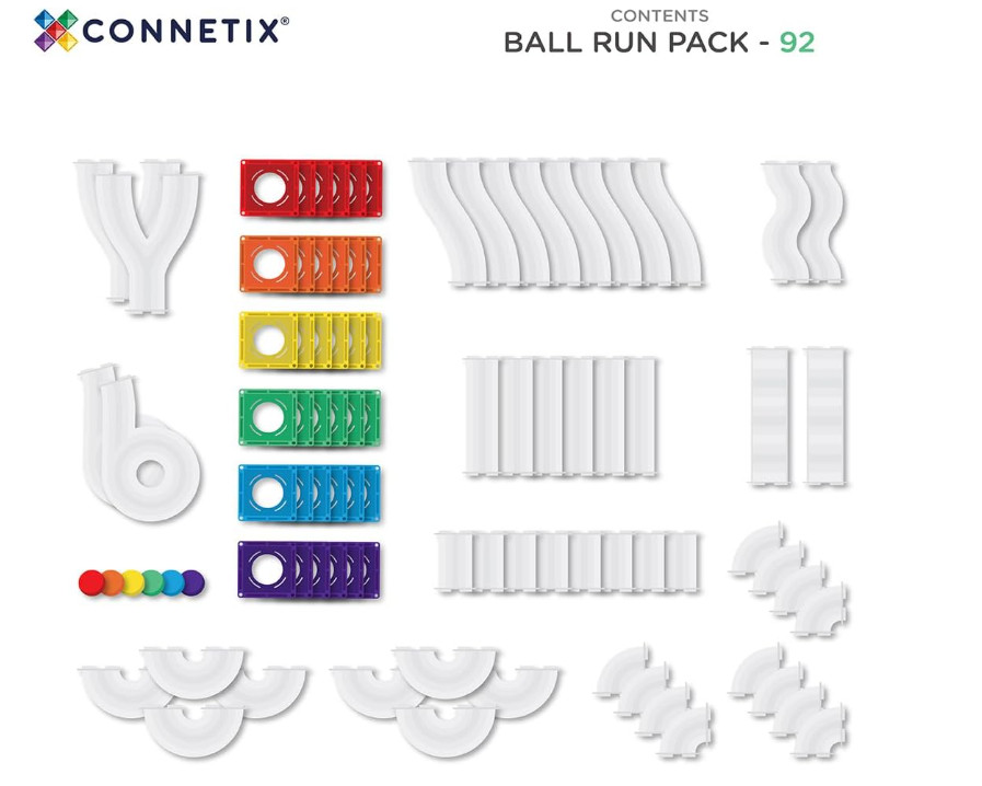 netix Rainbow Ball Run Pack – 92 Piece Magnetic Motion Building Set