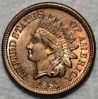 Uncirculated 1863 Indian Head Cent, Blazing, Golden specimen!
