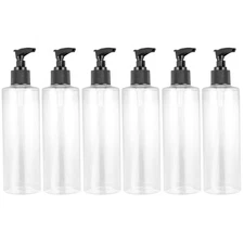 6 Pcs 250 ml Plastic Transparent Press Pump Bottles Refillable Travel Containers