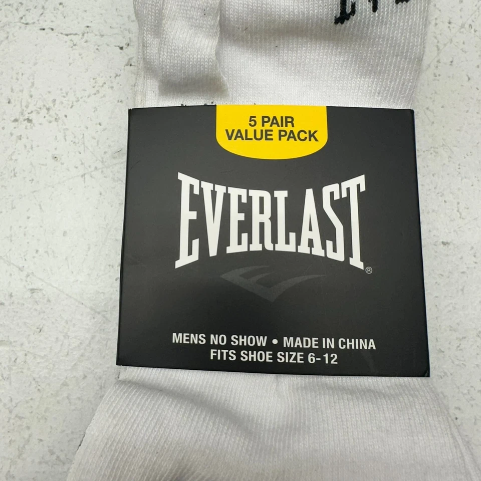Paquete de 5 calcetines Everlast blancos grises negros sin zapatos para hombre talla 6-12 NUEVO Foto 2 de 4