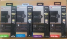 4x Monster HDMI Cable 4K HDR Premium High Speed 6 Ft Blue Purple Red Green LED