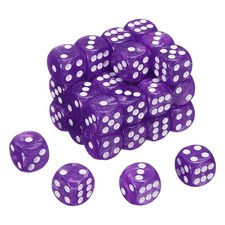 36Pcs 6 Sided Colored Standard Dice, Acrylic D6 Pearl Pattern Dice, Purple