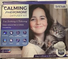 TriOak Cat Calming Diffuser Feline Anxiety Relief Pheromone Diffuser Open Box