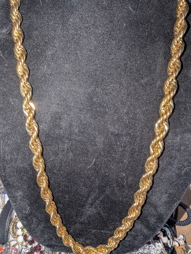 Vintage Signed Napier Gold Tone Shiny Rope Twist Chain Necklace