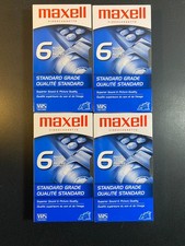 Lot of 4 Maxwell Video Cassette Tapes Standard Grade 6-Hour T-120, New Sealed