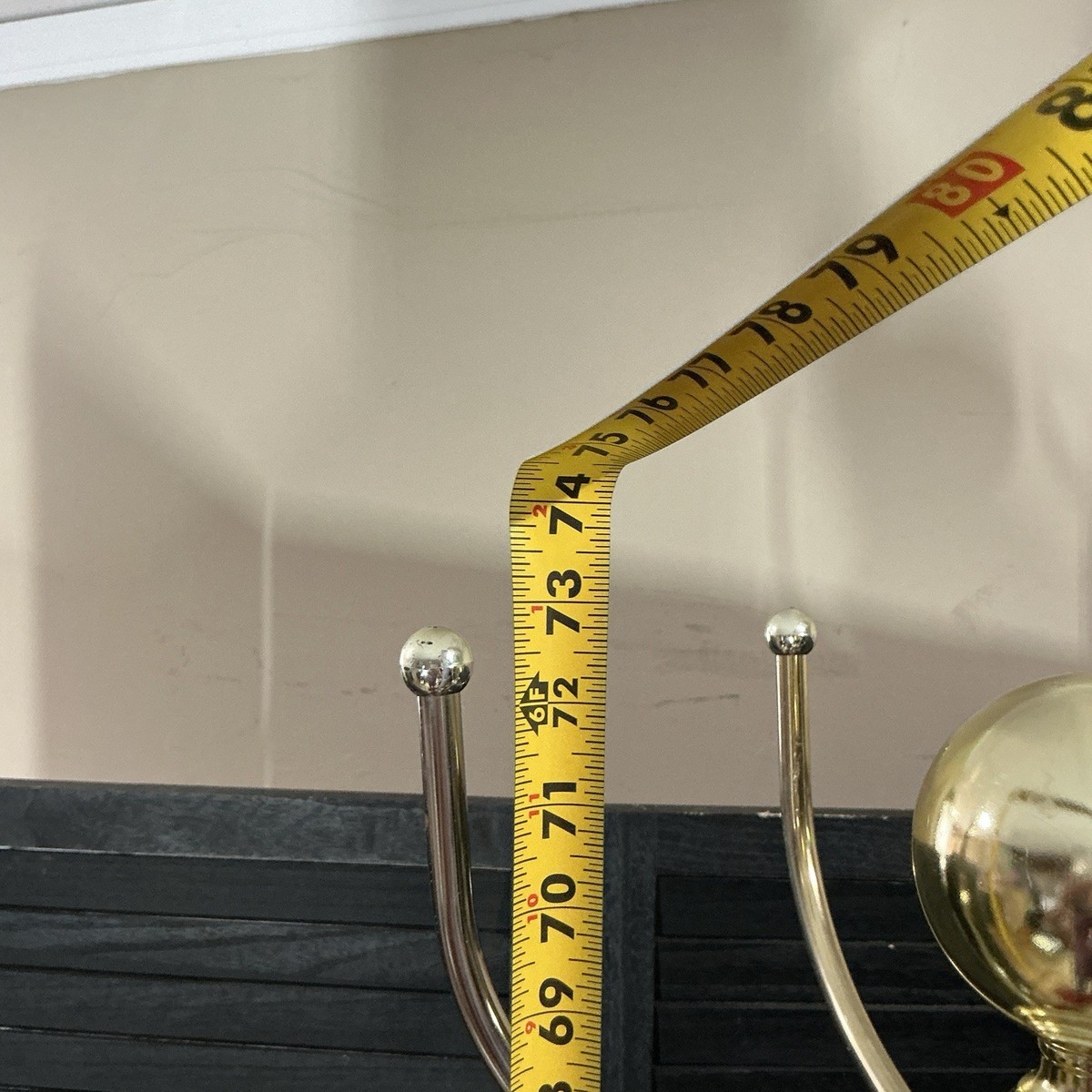 Vintage Brass Tone Standing Hall Tree Hat Stand Coat Rack Floor