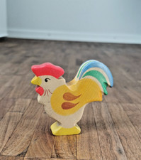 HAHN von Holztiger Holzhahn Spielhahn Bauernhof Bauernhoftier Hühner Holztier