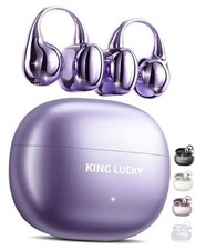 Clip on Earbuds Open Ear Wireless Bluetooth 6.0 Headphones with Mic,50H Purple