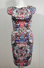 Tahari Women’s Size 10 Cap Sleeve Watercolor Multi-print Knee Length Dress