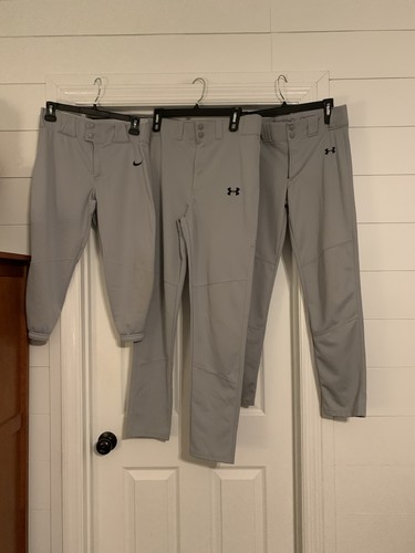 Lot Of 3 Under Armour Nike Boys Baseball Pants Grey Youth XL Different Lengths