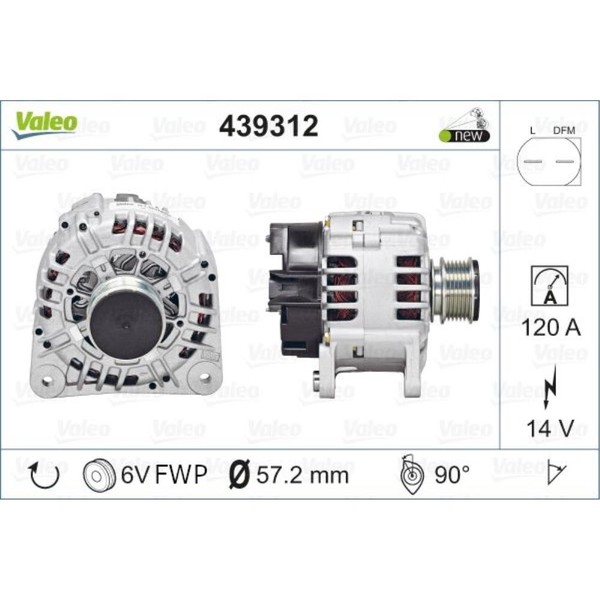 Valeo Generator Lichtmaschine 120A 14V FüR Skoda Fabia Ii Combi Golf Iv Polo-image