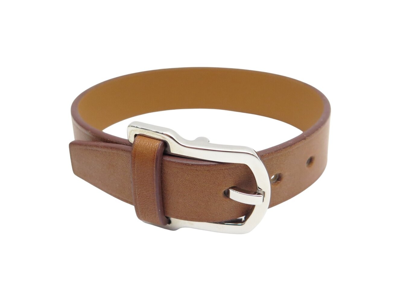Bracelet Hermès Reflex H071837 en cuir fauve véritable, jonc luxe de taille T4 16-18cm