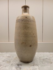 Vtg. Campos Filhos Aveiro Portugal Pottery Salt Glazed Gray Speckled Bottle