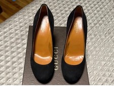 GUCCI KID SCAMOSCIATO Vintage Black Pumps shoes size 38
