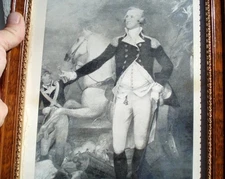 HISTORIC BATTLE OF TRENTON GENERAL GEORGE WASHINGTON ANTIQUE PRINT IN ORIG FRAME