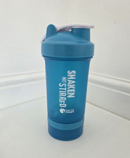 Shake That Weight 450ml Protein Shaker - Blue - With Storage Attachment NEW