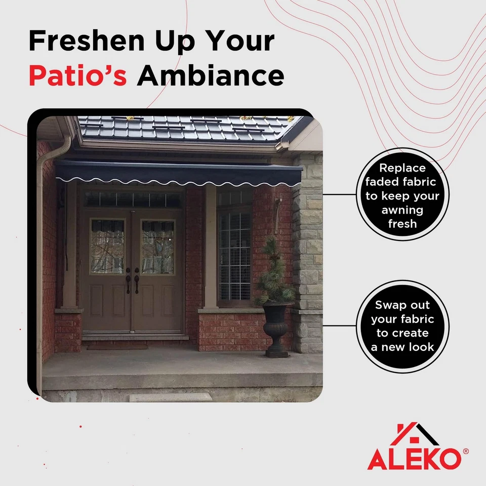 16x10 Black Retractable Patio Awning Fabric Replacement UV Protection Durable - Image 2 of 4