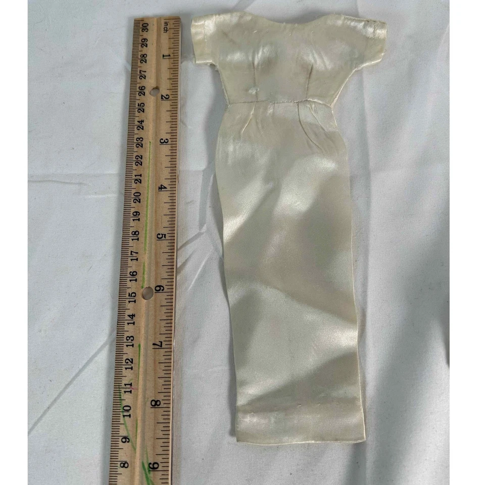 Vintage 1960s Barbie Doll Gown Dress Fur Stole Collar & Shoes - Image 3 of 4