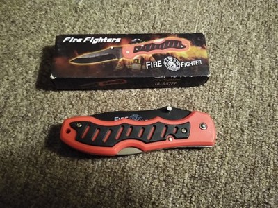 Fire Fighters RED and BLACK Pocket Knife 18-657FF 4.5'' Lockback Knife new