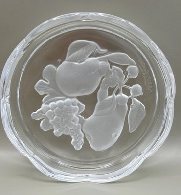 Val Saint Lambert Kristall Obst Untersetzer Schmuck Schale Milchglas Belgien