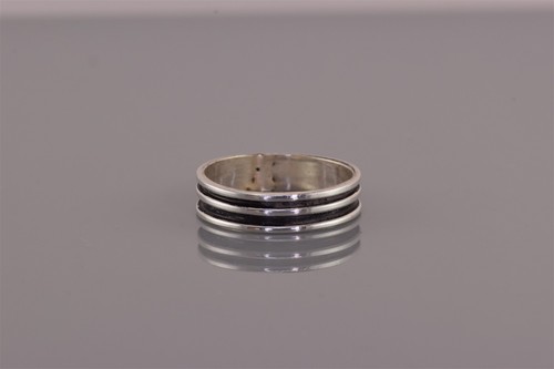 Anillo de plata de ley 925 con triple borde de 5 mm talla: 8 - Imagen 2 de 8