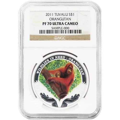 Tuvalu 2011 $1 Silver Orangutan NGC PF70UC Brown Label