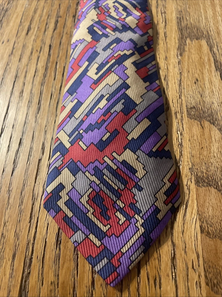 Corbata de seda geométrica abstracta Missoni Wild usada en excelente estado vintage años 80 hecha en Italia Foto 2 de 4