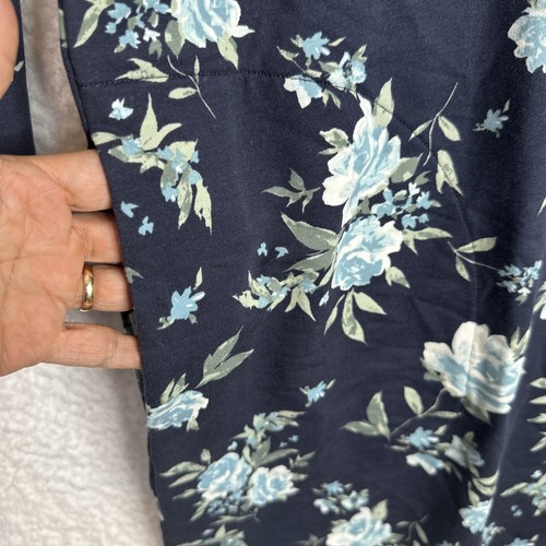 Garnet Hill Sweatshirt Dress XL Navy Blue Floral Long Sleeve Cotton Tencel Blend - Picture 3 of 14