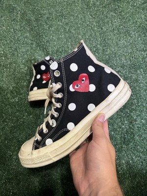 Converse CDG x Chuck Taylor All Star 70 High Black Polka Dot Shoes Mens Size 8