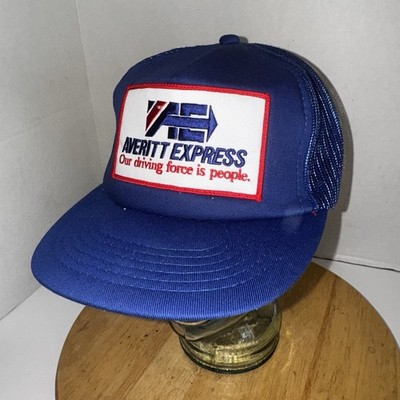 Vintage Averitt Express Trucker Hat Mesh Snapback Blue Patch Cap Made in Korea