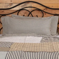 Farmhouse King Ticking Stripe Pillow Case Set of 2 Grey Bedroom Decor VHC Brands