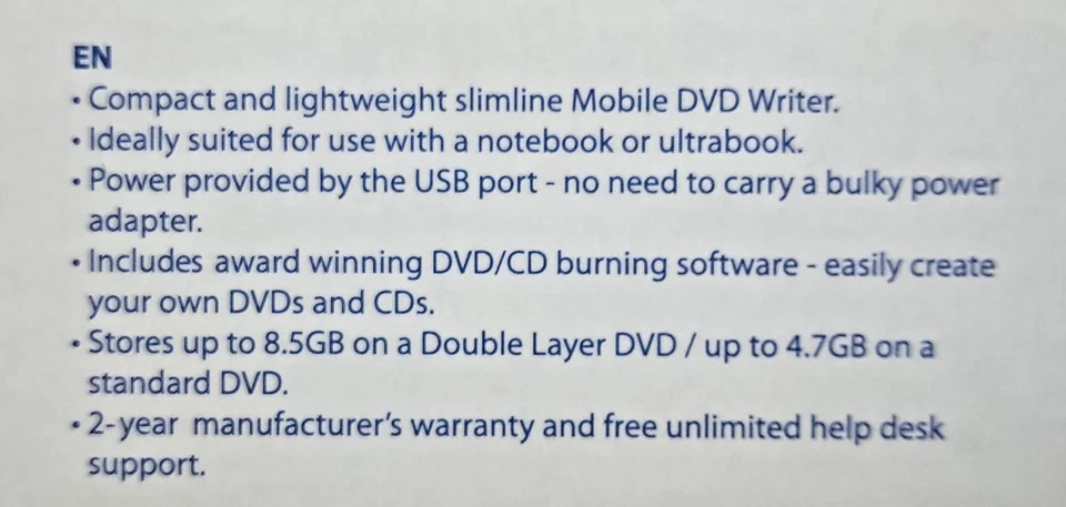 Verbatim External Slimline CD/DVD Writer USB Powered 8X DVD Burner NO DISC - Image 4 of 4