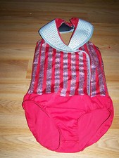 Size Child Large 14-16 Weissmans Red White Silver Dance Leotard Costume Jazz EUC