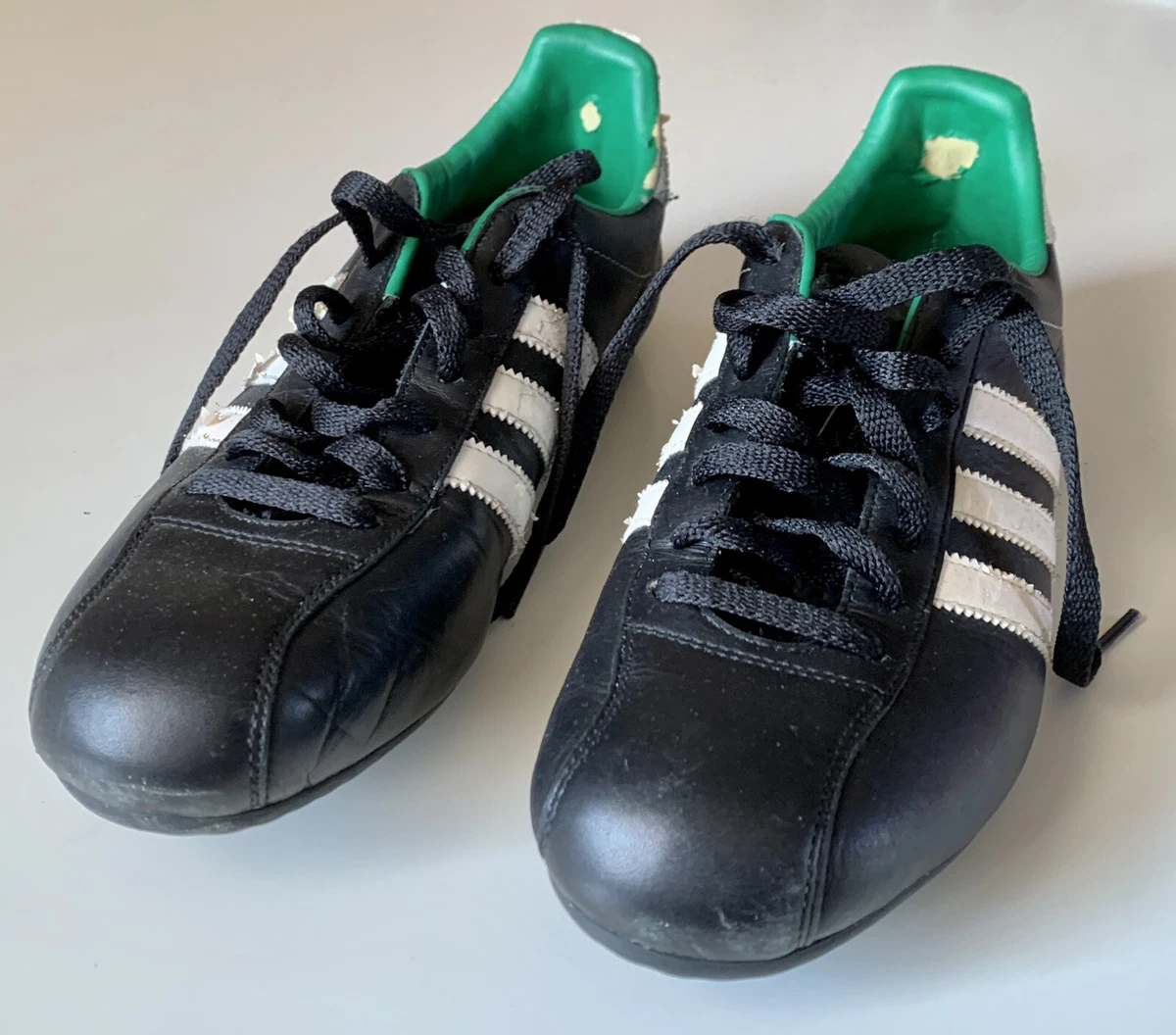 Scarpe Adidas pelle nere vintage Gerd Muller Black C Way Size UK 8