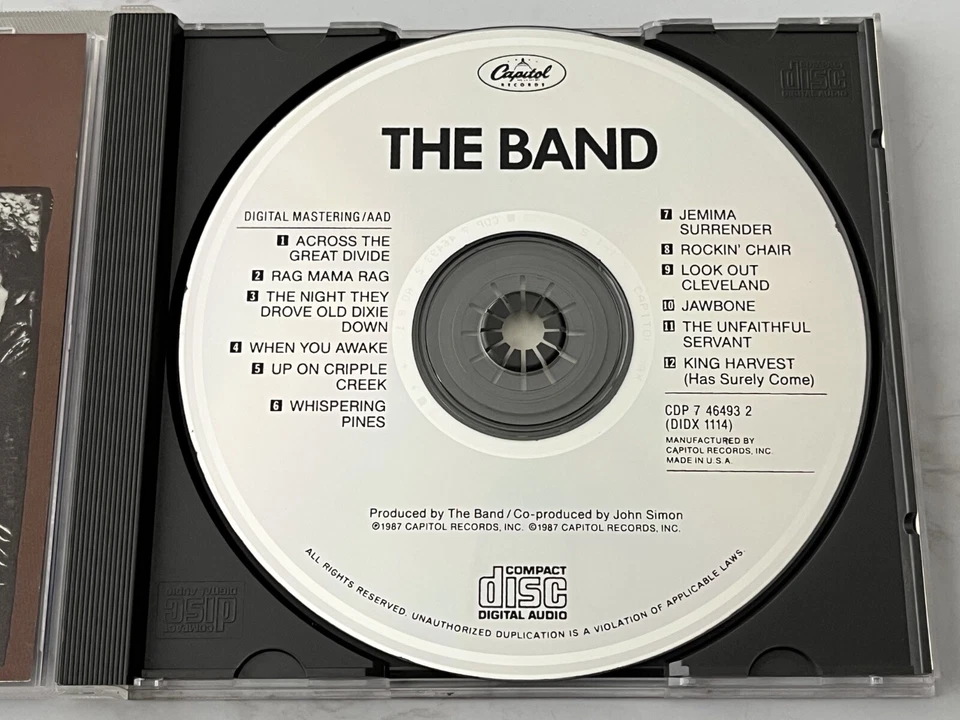 The Band Self Titled CD ORIGINAL USA PRESS! 1987 Capitol CDP 7 46493 2 RARE OOP - Imagem 2 de 4